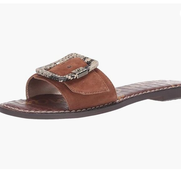 Sam Edelman Brown Buckle Suede Granada Slide Sandals - Picture 1 of 6
